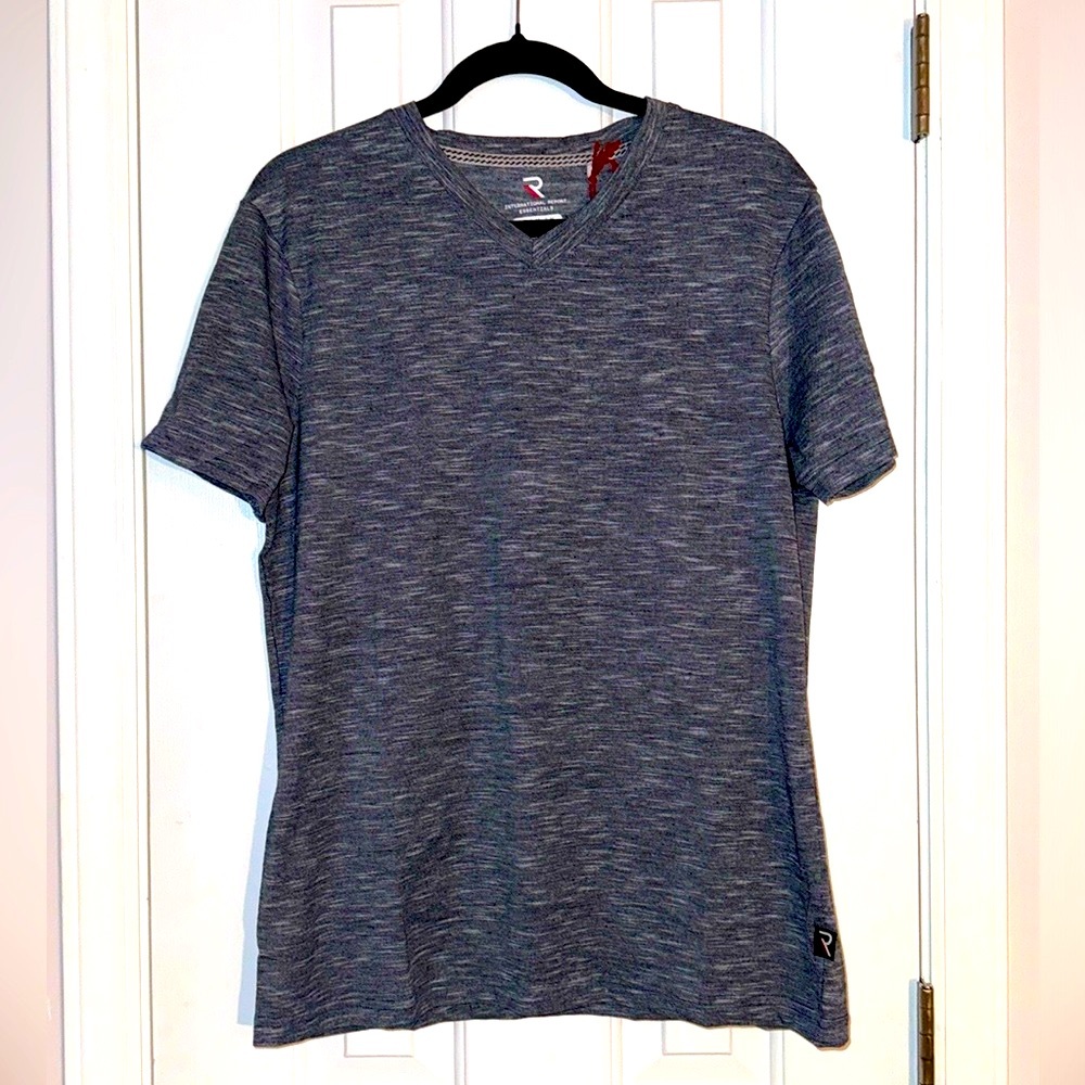 International Report Essentials Dark Blue and White V-neck Pull-on Top, Size M